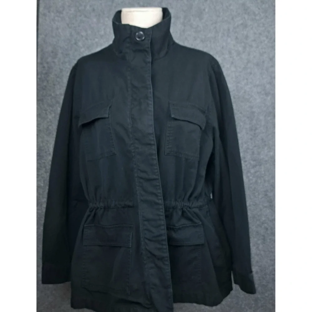 Relativity Women's Cotton‎ Blend Trench Coat Jacket Black Size 2X Button